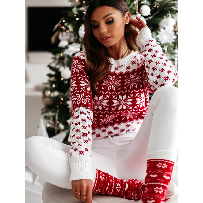 Christmas Elk Long Sleeve Knitted Sweater